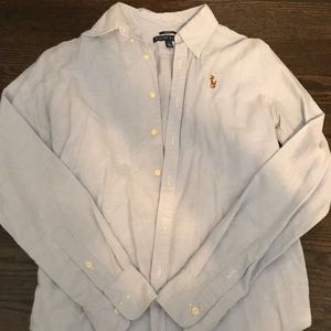 Slim long sleeve Ralph Lauren baby blue polo